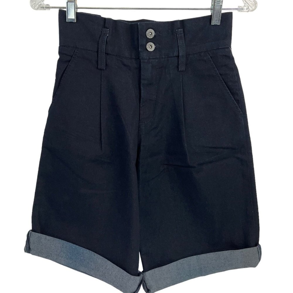 Carmar Shorts Womens Size 26 Dark Denim Bermuda Stretch Paper Bag waist $229 Nwt